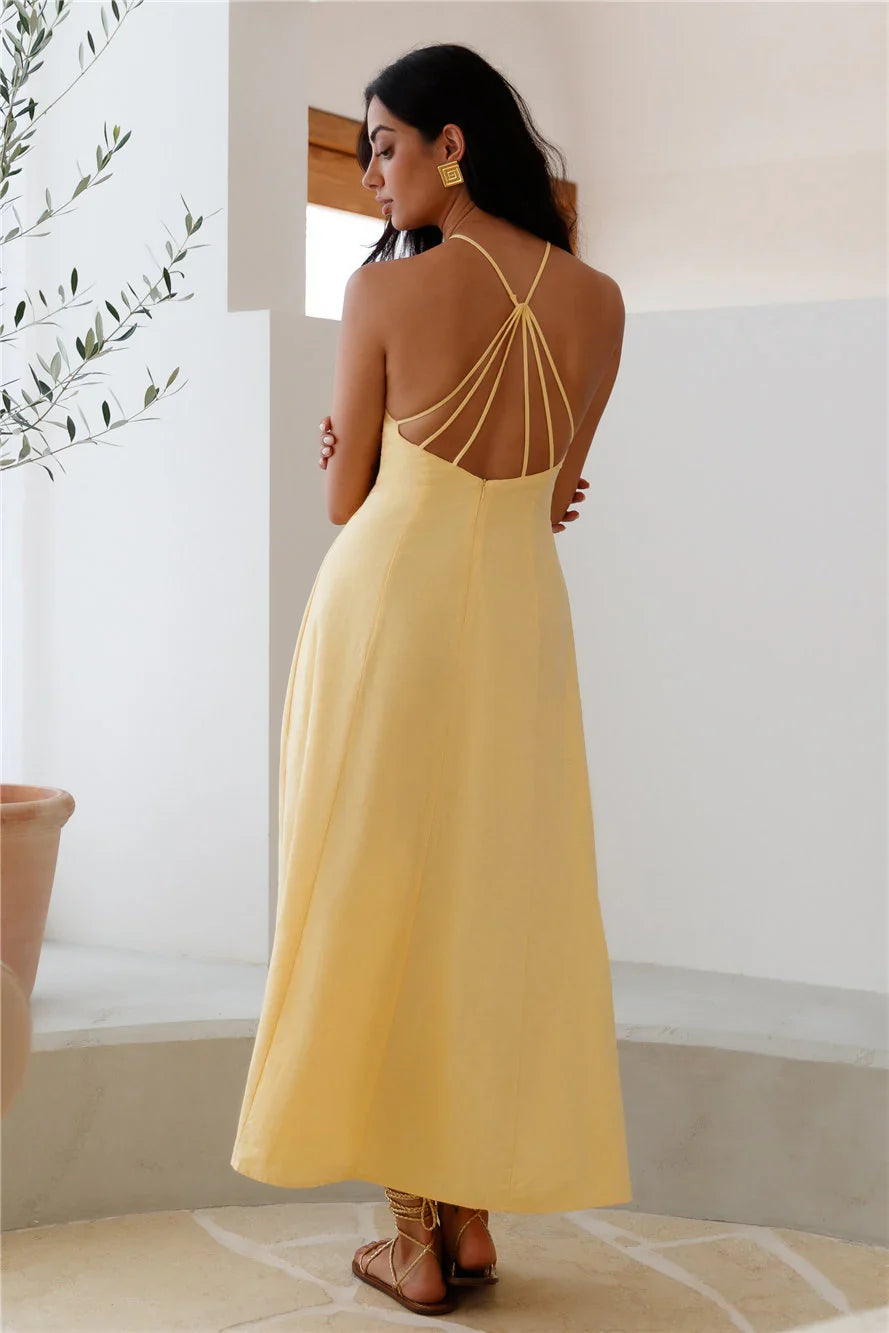 She's Captivating Midi Dress Yellow